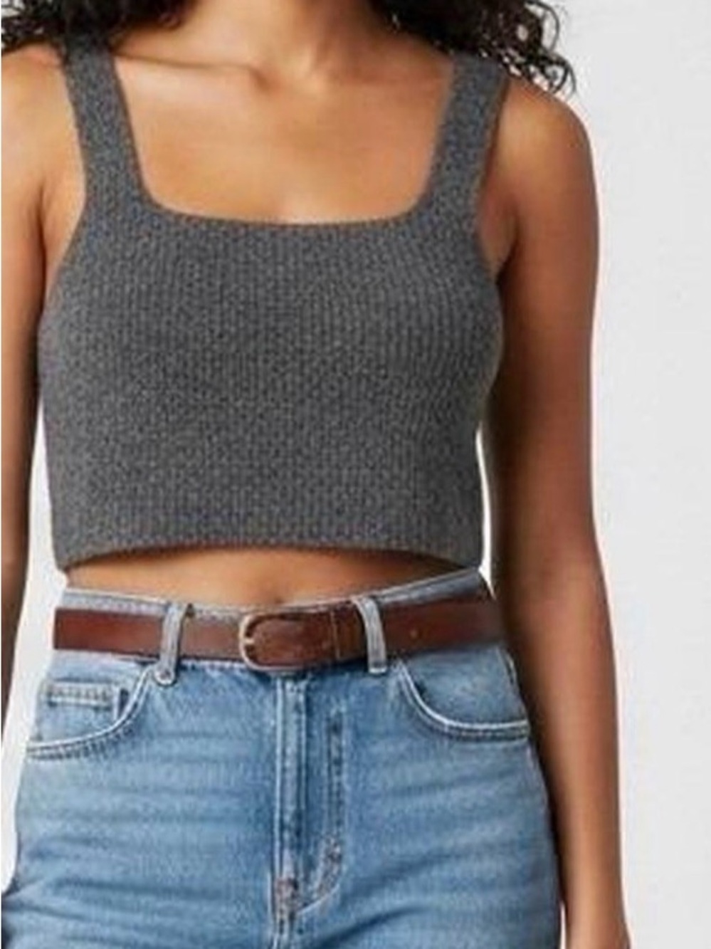 Everlane Charcoal Knit Cropped Tank